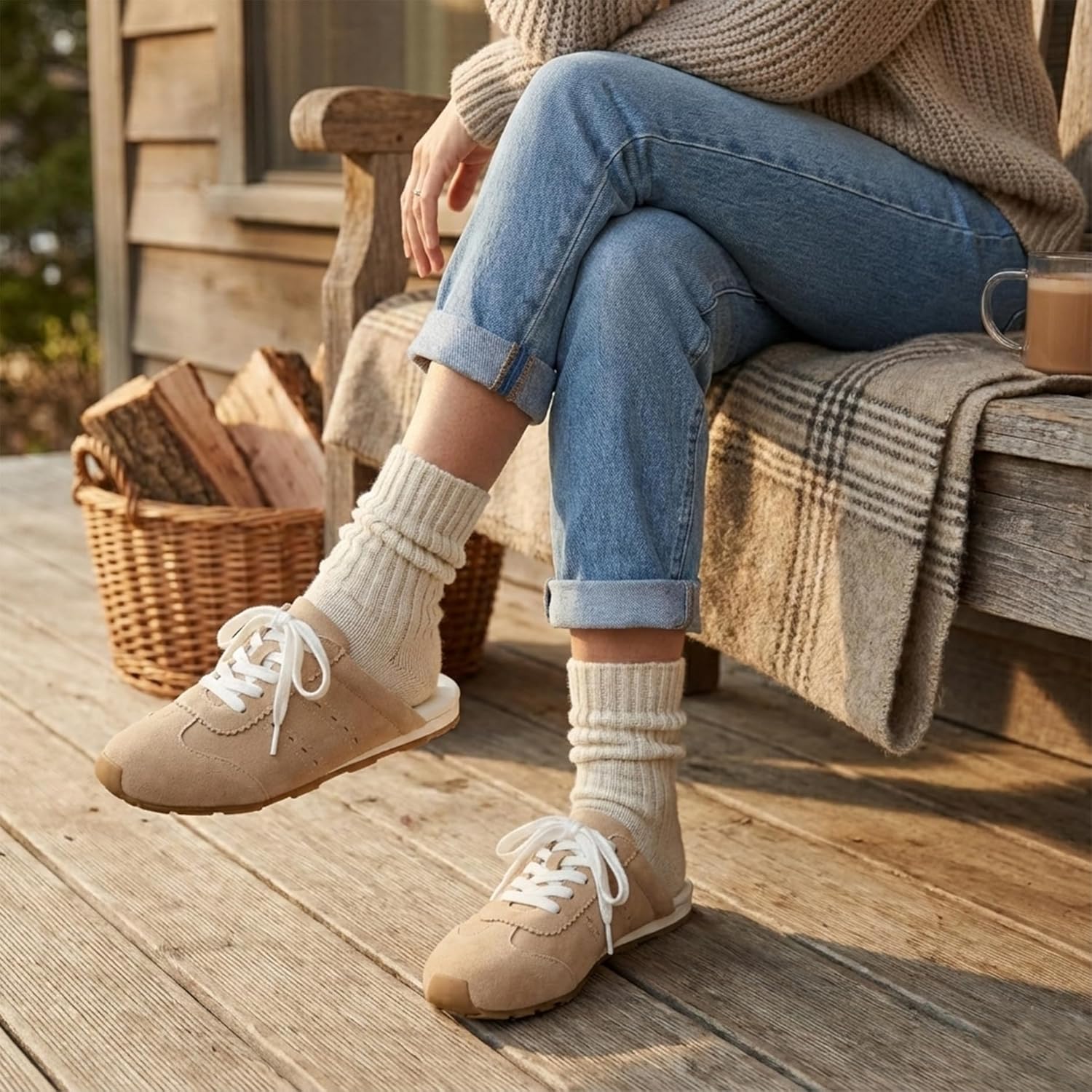 Women's Faux Suede Mule Sneakers Slip On Casual Backless Shoes Comfortable Indoor Outdoor Slippers for Walking Office Wear - Image 3