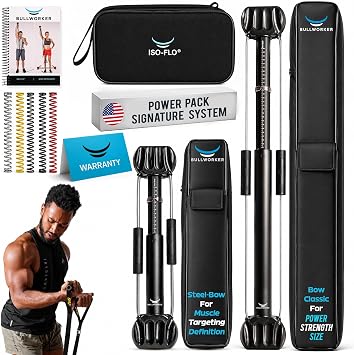 Bullworker Power Pack Isometric Exercise Equipment - Bow Classic 36", Steel Bow 20" & ISO-FLO Suspension Training Straps, Home Gym for Men & Women, Calisthenics, Pilates & Full Body Strength Training