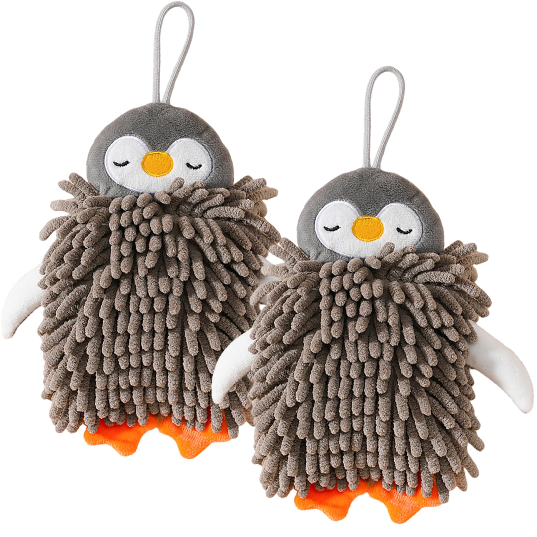Otbushit 2PCS Chenille Super Absorbent Soft Hand Towel with Hanging Loop for Bathroom and Kitchen, Hand Towels with Hanging Loops