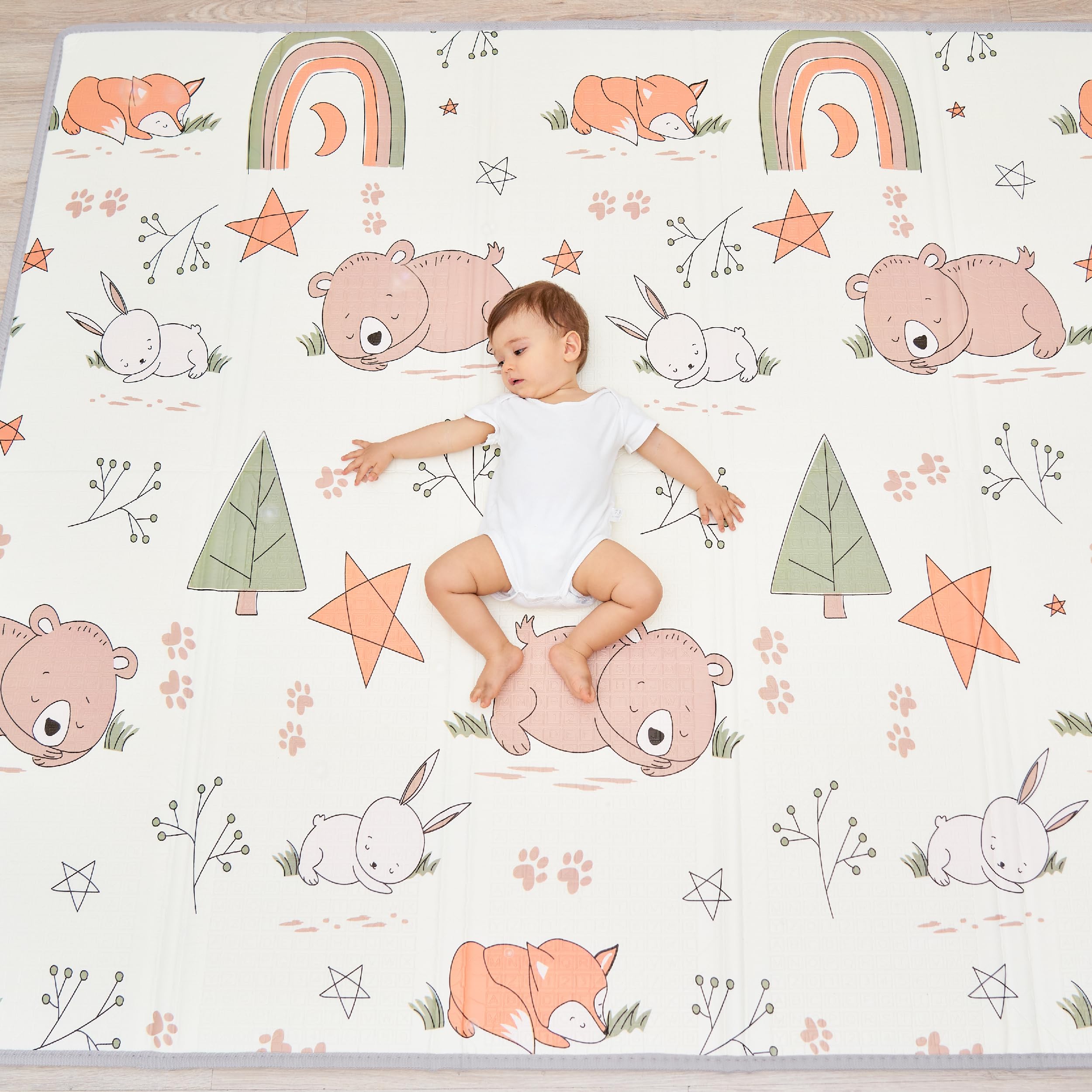 Tappeto Gioco Bambini Pieghevole 150x180x1cm Palestrina Neonato Montessori Reversibile Non Tossico E Impermeabile In Schiuma Per Bimbi. Palestra Neonati - Tappeto Tummy Time Neonati - Regalo Bambino