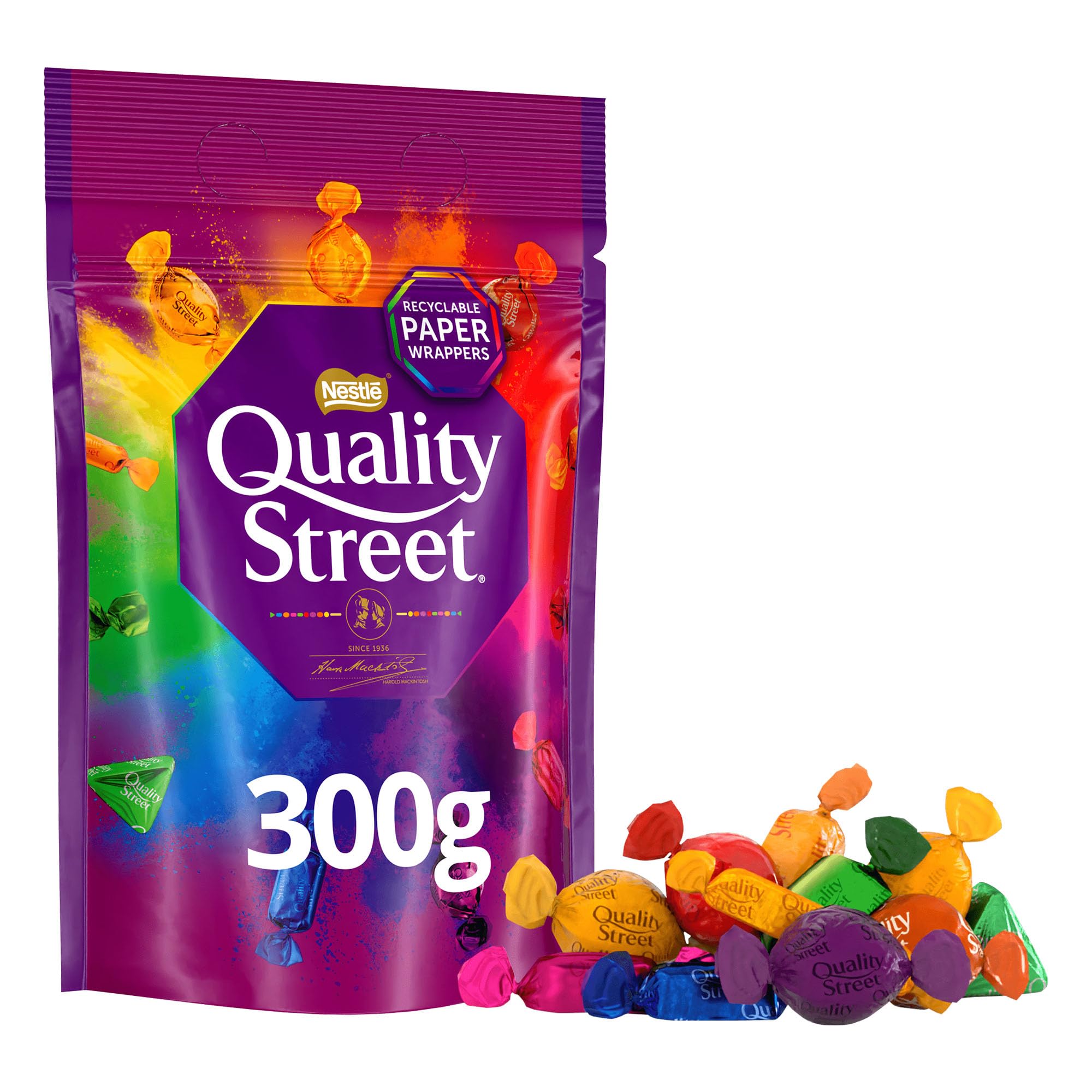 Chocolate Pouch | 300g of Assorted Milk & Dark Chocolates, Toffees & Cremés | Individually Wrapped Sweets for Sharing, Gifting & Celebrations