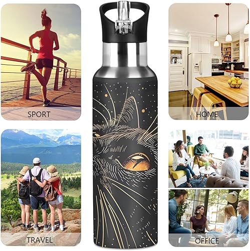 Vista 139 de París - Botella de agua para niños con tapa con pajilla, diseño de la Torre Eiffel París, botella de agua aislada de acero inoxidable a prueba