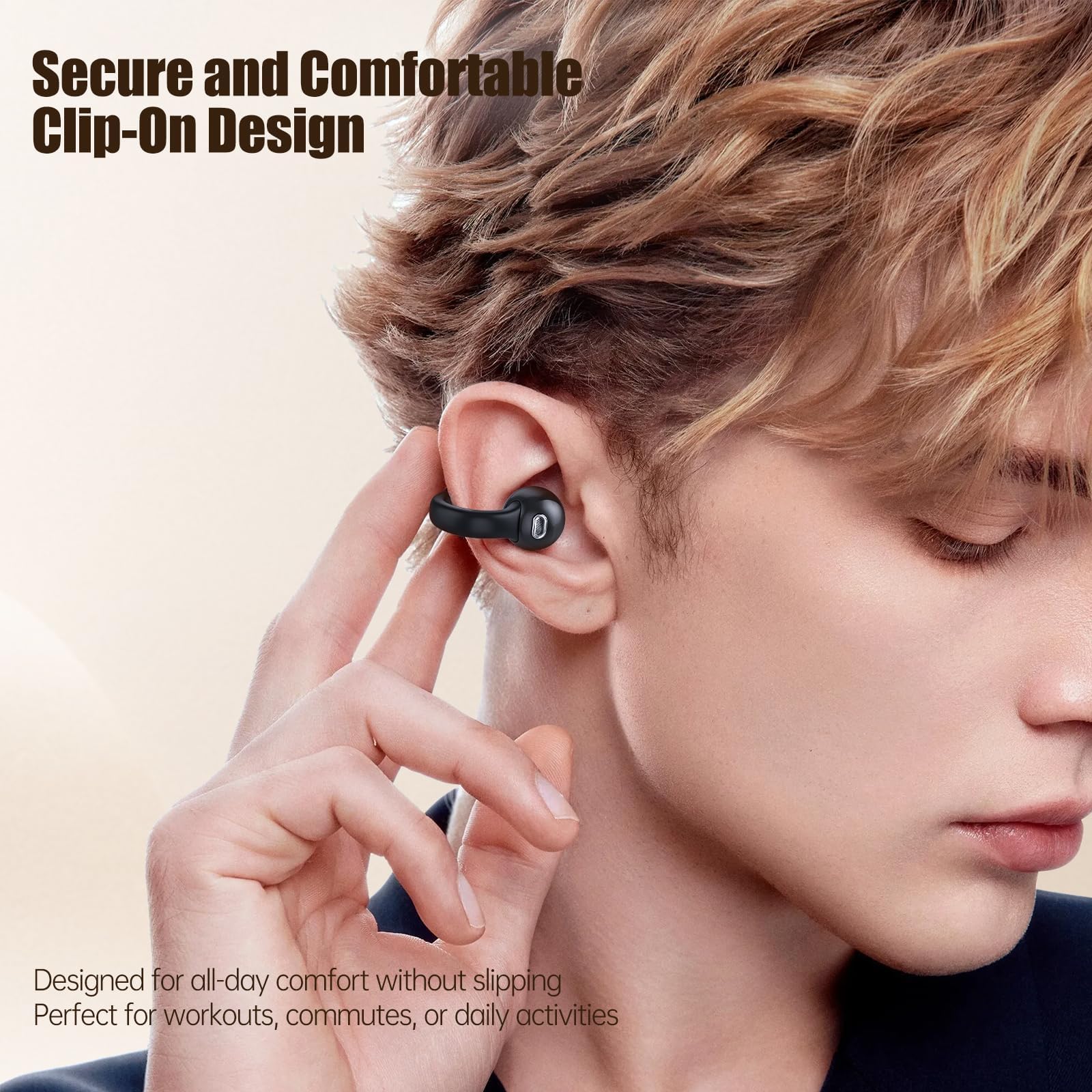 Cuffie aperte Bluetooth 5.4 con clip, auricolari stereo wireless 40 ore di riproduzione con display digitale LED, auricolari aperti leggeri ed eleganti per uso quotidiano, pendolarismo e viaggi relax