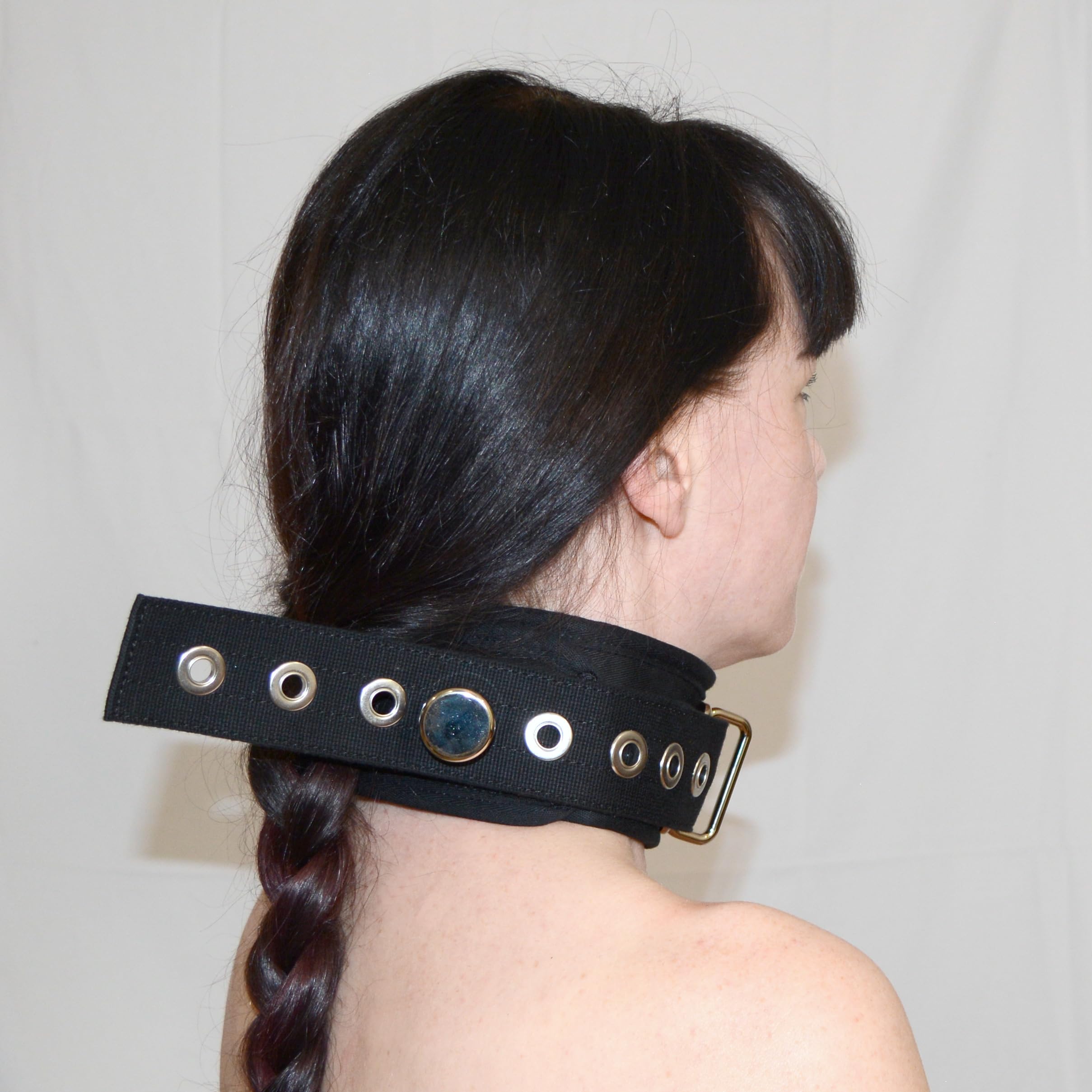 Collier BDSM verrouillable avec fermeture magnétique – coton doux avec anneau en O pour laisse – Collier esclave unisex pour Fetish & Jeux de rôle cliniques
