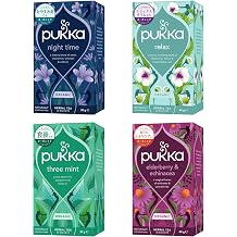 Pukka Herbal Tea Set, 4 Types of Drinking, 20 Pack x 4 Types | Nighttime, Relaxation, Elderberry Echinacea, Three Mint
