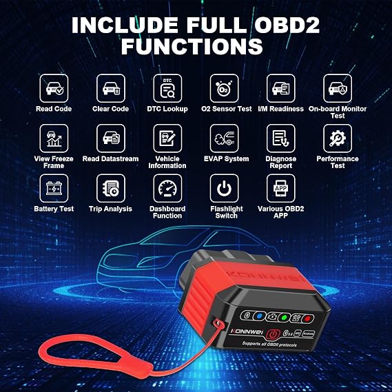 jianyana OBD2 Code Reader, OBD2 Scanner Bluetooth Universal Car Engine Fault Code Reader Car Diagnostic Scanner Diagnostic Scan Tool with BMW Ford VW Audi All OBDII Vehicles