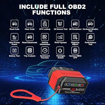 jianyana OBD2 Code Reader, OBD2 Scanner Bluetooth Universal Car Engine Fault Code Reader Car Diagnostic Scanner Diagnostic Scan Tool with BMW Ford VW Audi All OBDII Vehicles