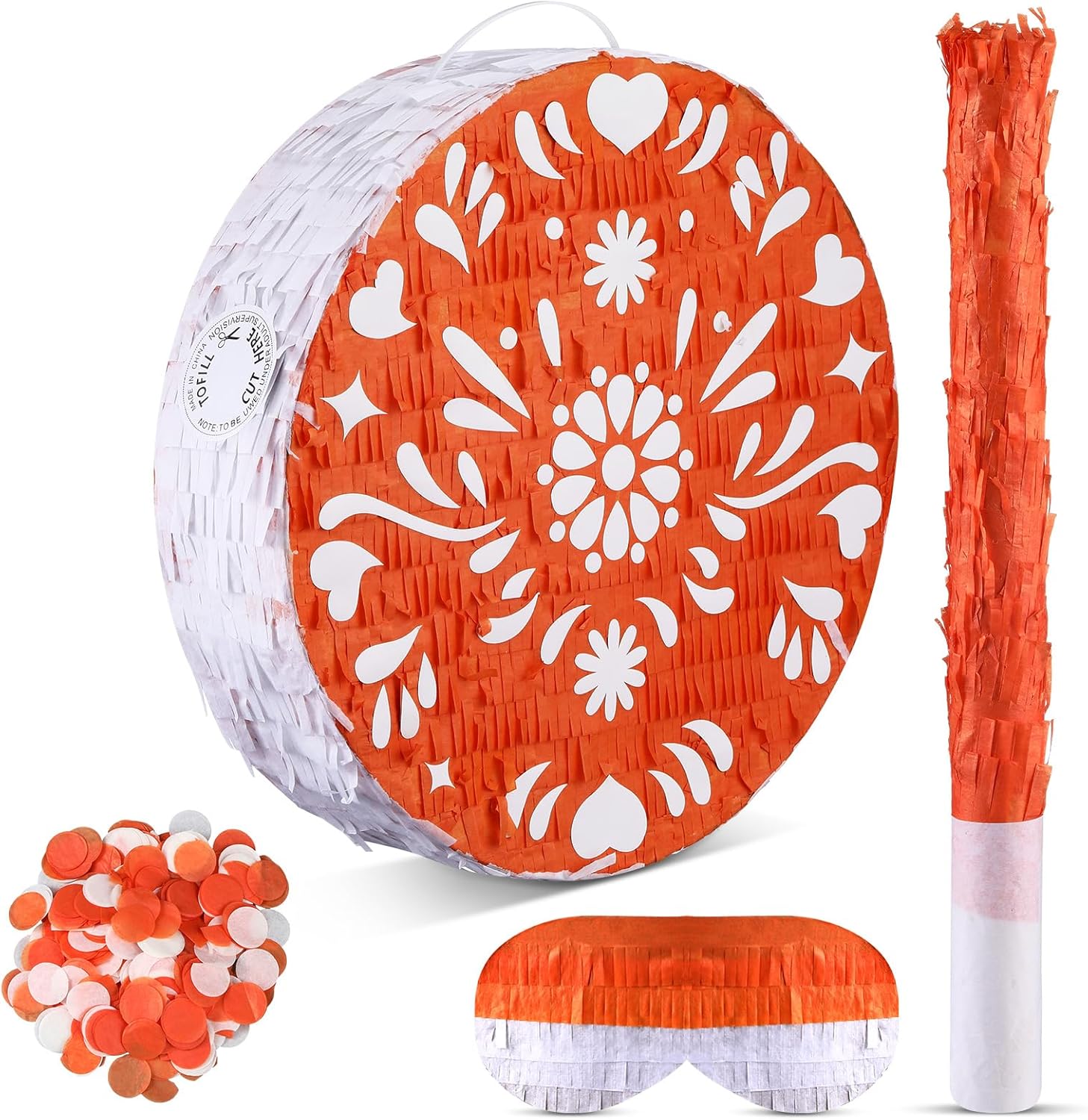 Poen Cielito Lindo Party Piñata Set Mexican Platos De Barro Mexicanos Cielito Lindo Birthday Party Decorations, Platos De Barro Piñata with Stick and Blindfold for Mexican Baby Shower Wedding
