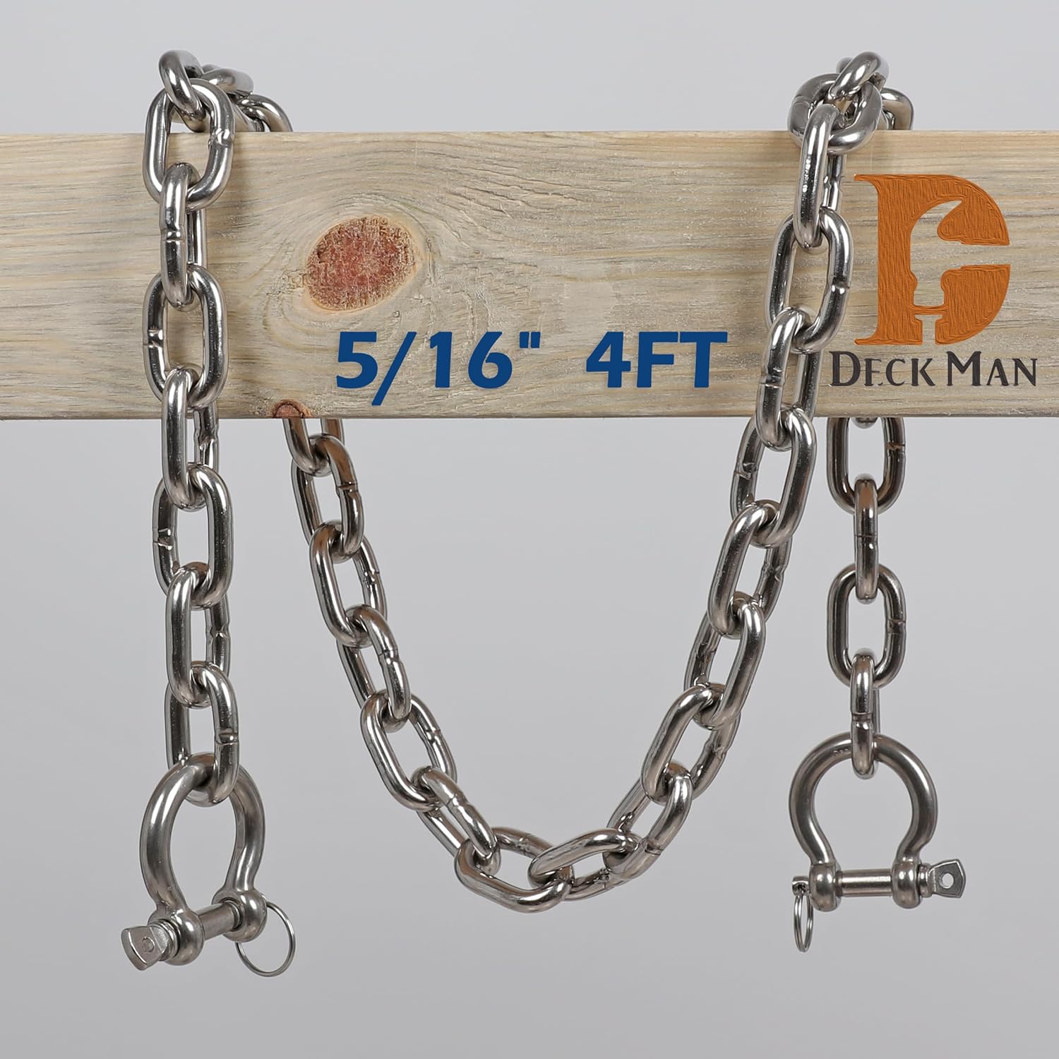 316 Stainless Steel Boat Anchor Chain with 2 Pcs Anti-Off Shackles, Marine Grade - Image 2