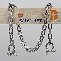 Vista 2 de Cadena de anclaje de barco de acero inoxidable 316 con 2 grilletes anti-apagado, grado marino