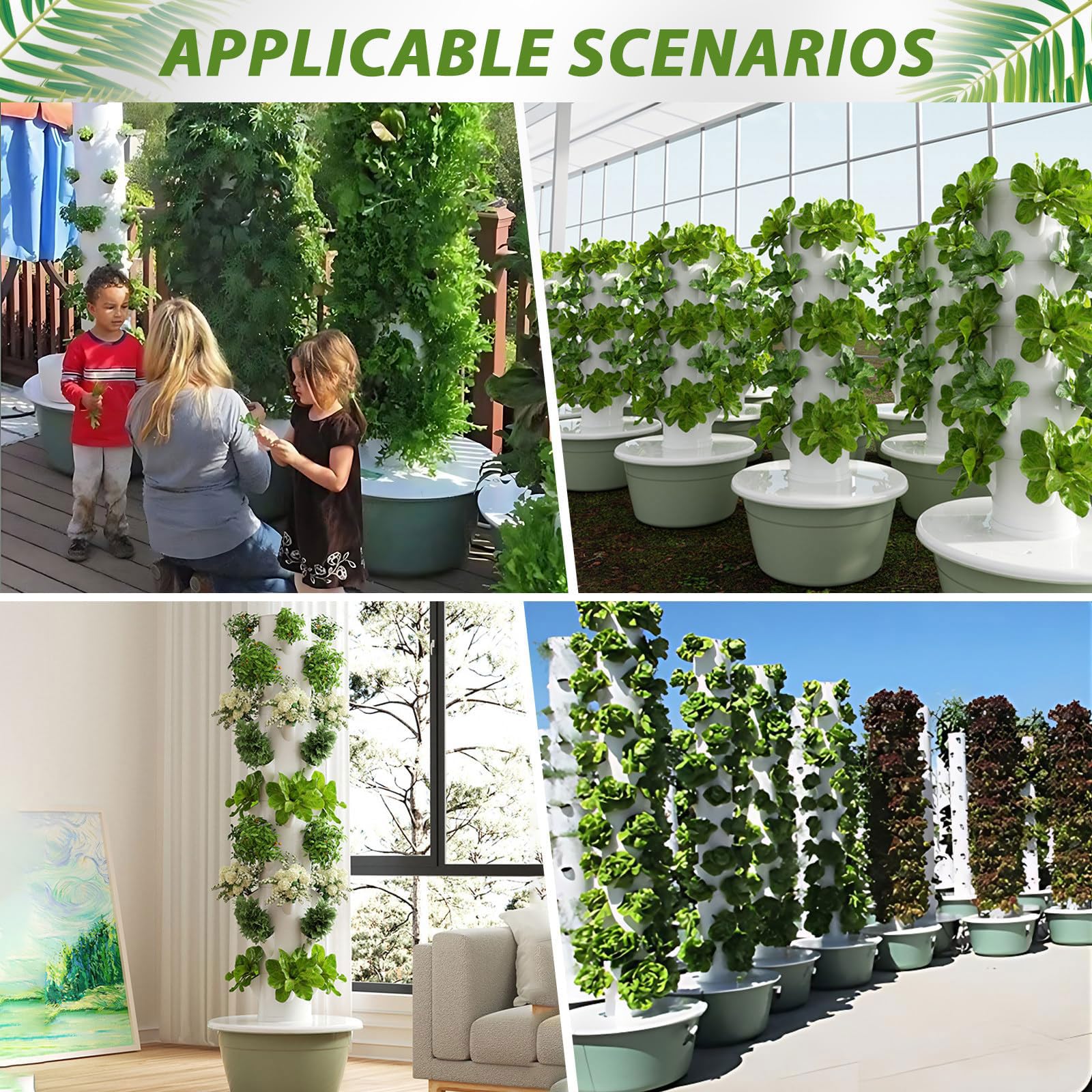 Sistema de cultivo hidropónico, torre vertical, aeroponía automatizada, jardín interior con bomba de riego automático, kit de jardín de hierbas para el hogar