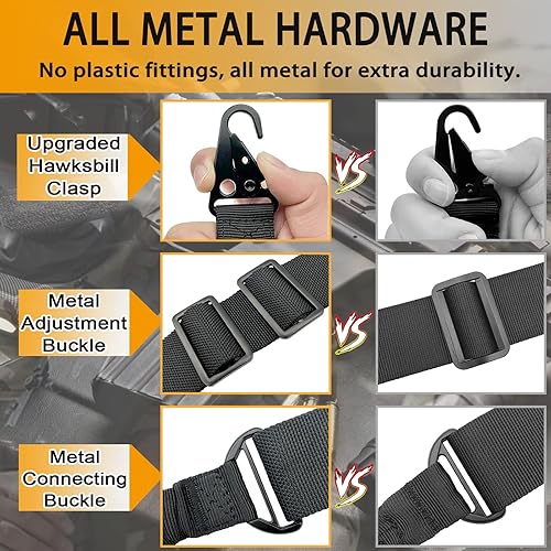 Miniatura 4 de Eslinga de 2 puntos con ganchos, correa duradera de 1.5 pulgadas con herrajes totalmente metálicos