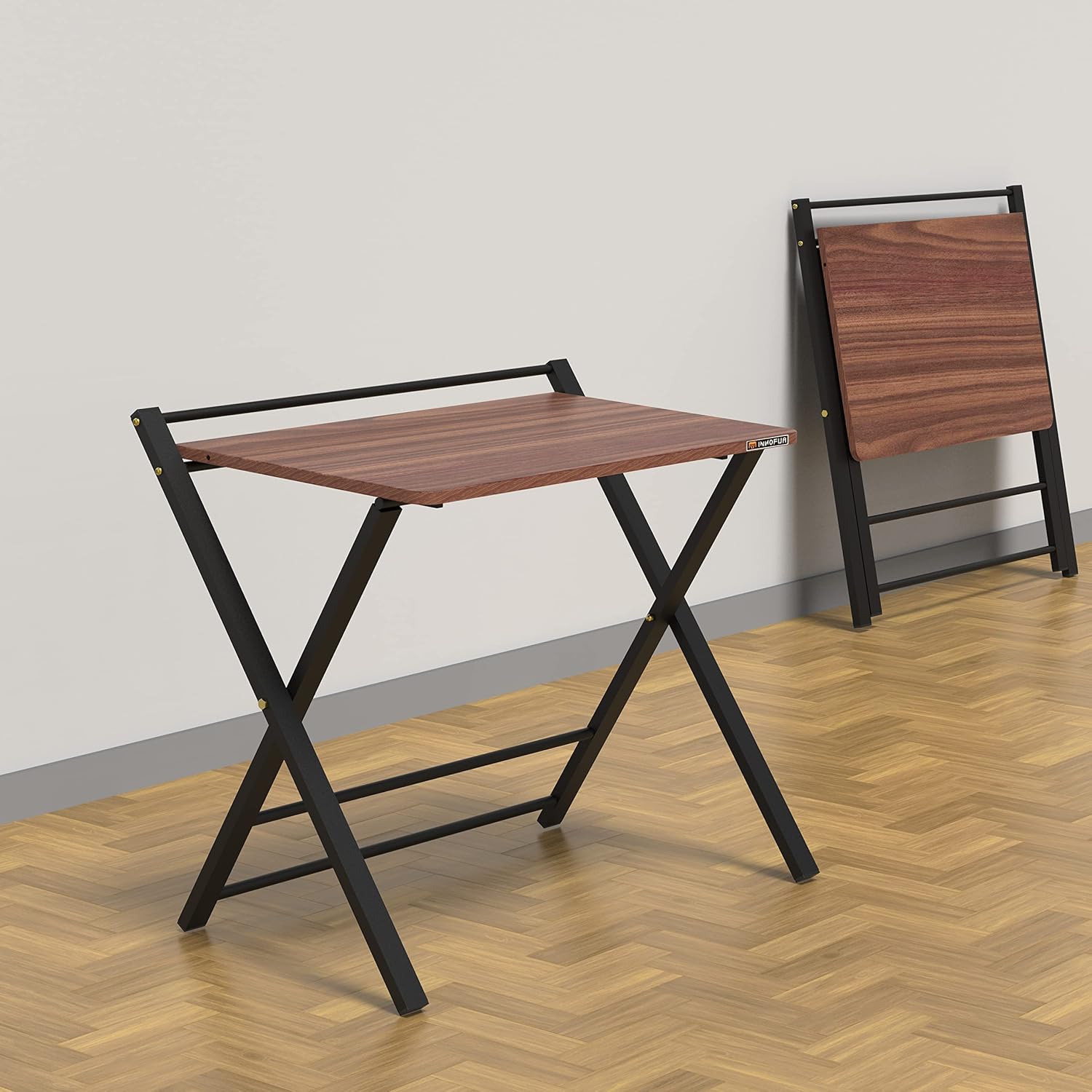 InnoFur Meleti Folding Table for Home, Office, Art, Study, Computer and Gaming I Foldable Desk I Work from Home I Multipurpose I Engineered Wood Top I No Assembly Required (Size: Regular, Brown)