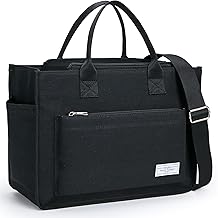 KALIDI FANCY FOREST Tote Bag, Shoulder Bag, Multiple Pockets, 3-Way Use, Detachable Shoulder Strap, Large Capacity, Large Size, Stands Upright, Canvas Tote, Sailcloth, Tote Bag, for School, Work