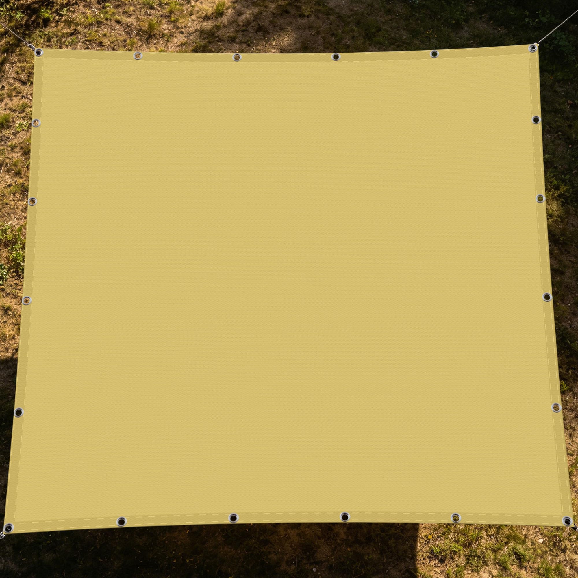 Voile d'ombrage contre la chaleur d'été grand auvent 6x7m jaune sable