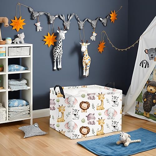 Miniatura 2 de Cesta rectangular de almacenamiento para niños con asas para el hogar, cocina, niños y niñas, lindo contenedor organizador de almacenamiento de