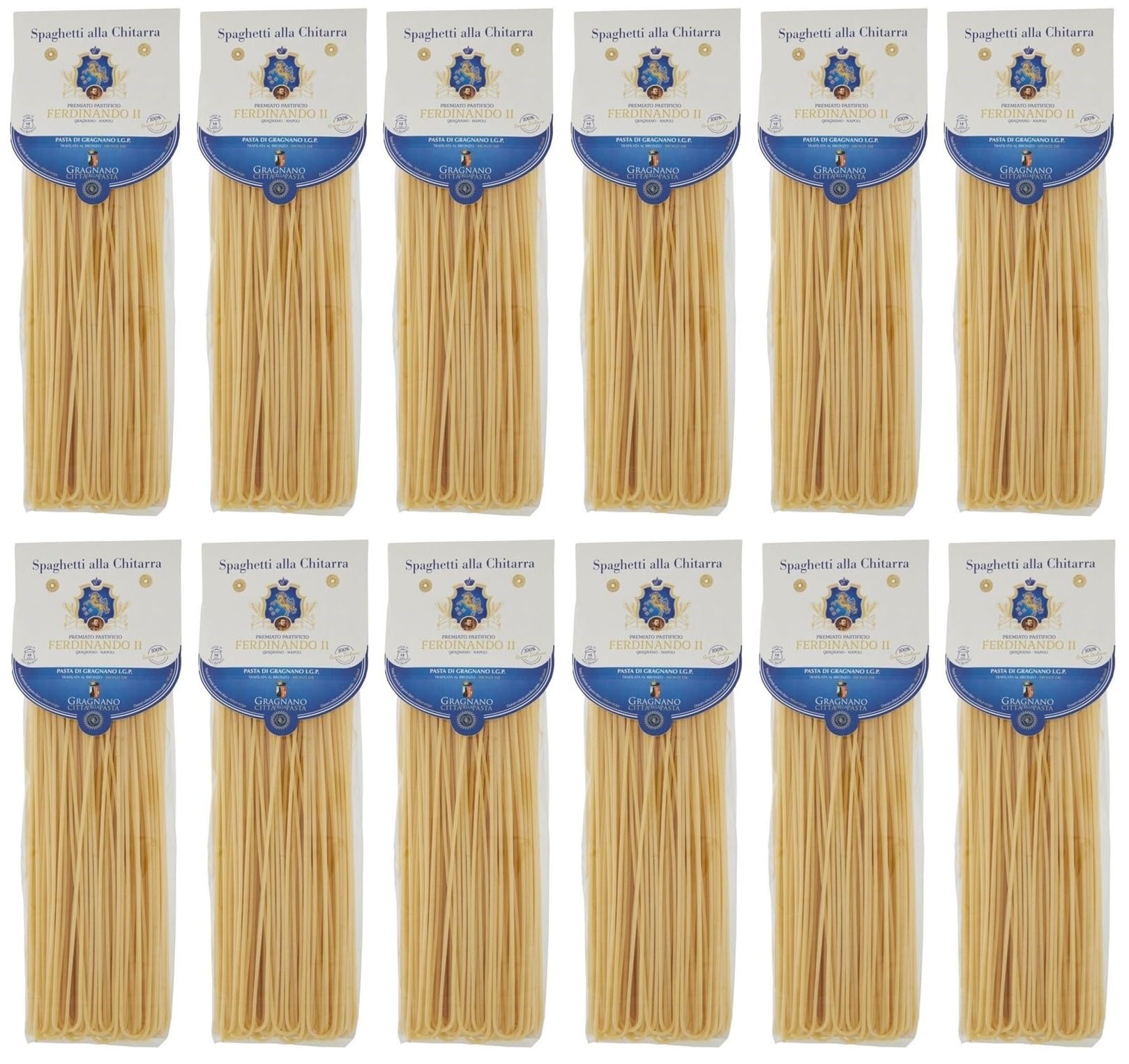 12er-Pack Pastificio Ferdinando II Spaghetti alla Chitarra Pasta di Gragnano I.G.P.,Nudeln aus Hartweizengrieß 500g