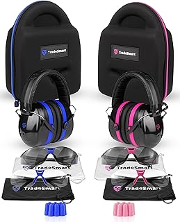 TradeSmart Gun Range Protection Duo Kit - Blue and Pink Shooting Eye and Ear Protection for Women and Men, U.S. Certified - TRADESMART BUILT TRADE TOUGH