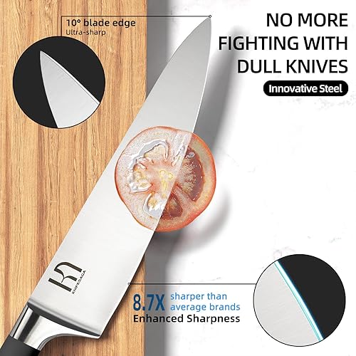 Miniatura 3 de KnifeSaga - Juego de cuchillos de cocina de acero inoxidable de alto carbono japonés de 15 piezas con bloque y afilador, juego de cuchillos de chef
