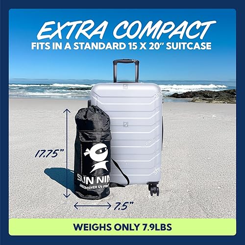 Vista 37 de SUN NINJA Beach Tent Sun Shelter UPF50+ - Easy Pop Up Beach Canopy - Outdoor Shade for Camping Trips, Fishing, Backyard Fun Picnics - Sand Shovel