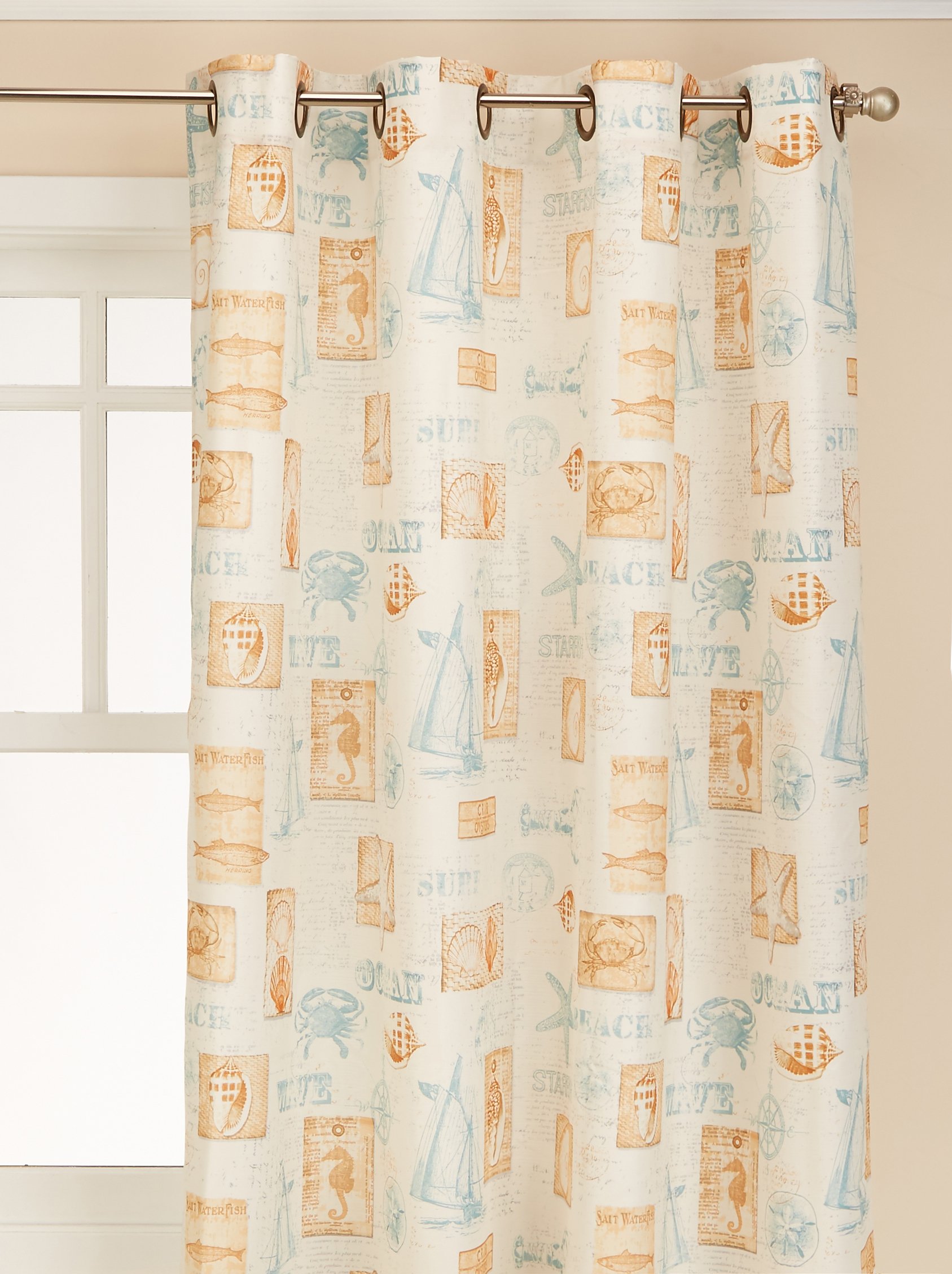 Lorraine Home Fashions Sea Window Curtains, Tier Pair 60 in x 24 in, Green