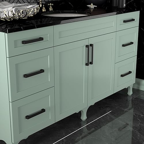 Miniatura 7 de Paquete de 1 unidad de manijas de metal sólido para gabinetes de cocina de 8.8 pulgadas, color negro plano, manijas de gabinete de cocina de metal