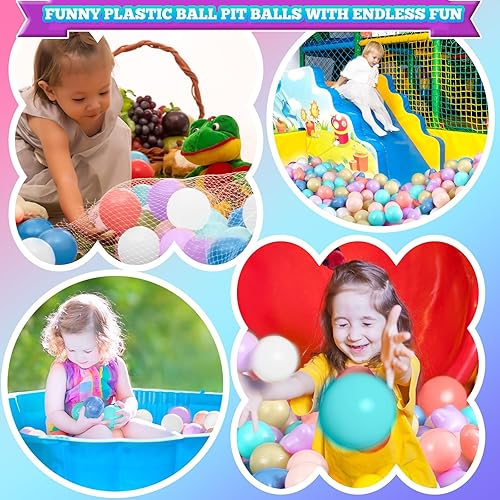 Miniatura 7 de Liliful 500 bolas de plástico a prueba de aplastamiento para niñas y niños, para interiores y exteriores, casa de juegos, tienda de campaña, túnel