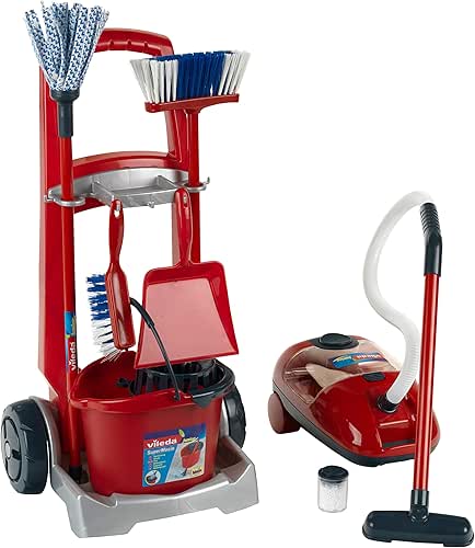 Klein 6742 Chariot ménage Vileda avec aspirateur | Nombreux accessoires