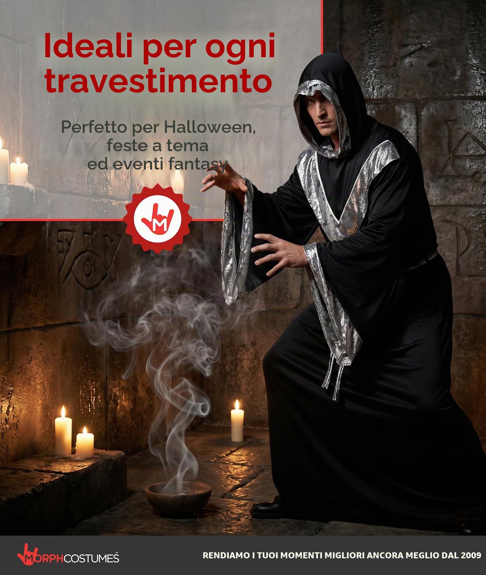 Morph Costumes Costume Stregone Uomo, Vestito Stregone Uomo, Costume Da Mago Per Adulto, Costume Mago Uomo, Vestito Da Mago Adulto