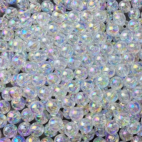 300 Pcs 8mm Acrylic Round Beads AB Colors Round Spacer Beads for Earring Bracelet Necklace Key Chains Jewelry DIY Craft Making(Clear AB)