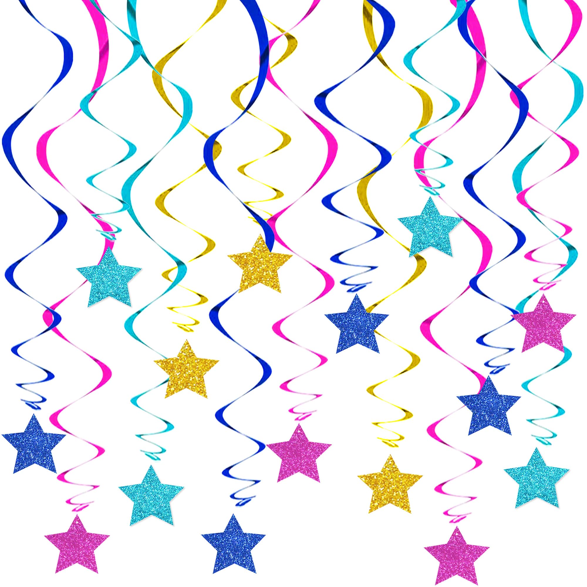 Silver Star Party Decorations - 15 Swirls -31