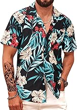 APTRO Herren Hemd Hawaiihemd Kurzarm Hemd Freizeit Urlaub Hemd Reise Shirt Sommer Hemd
