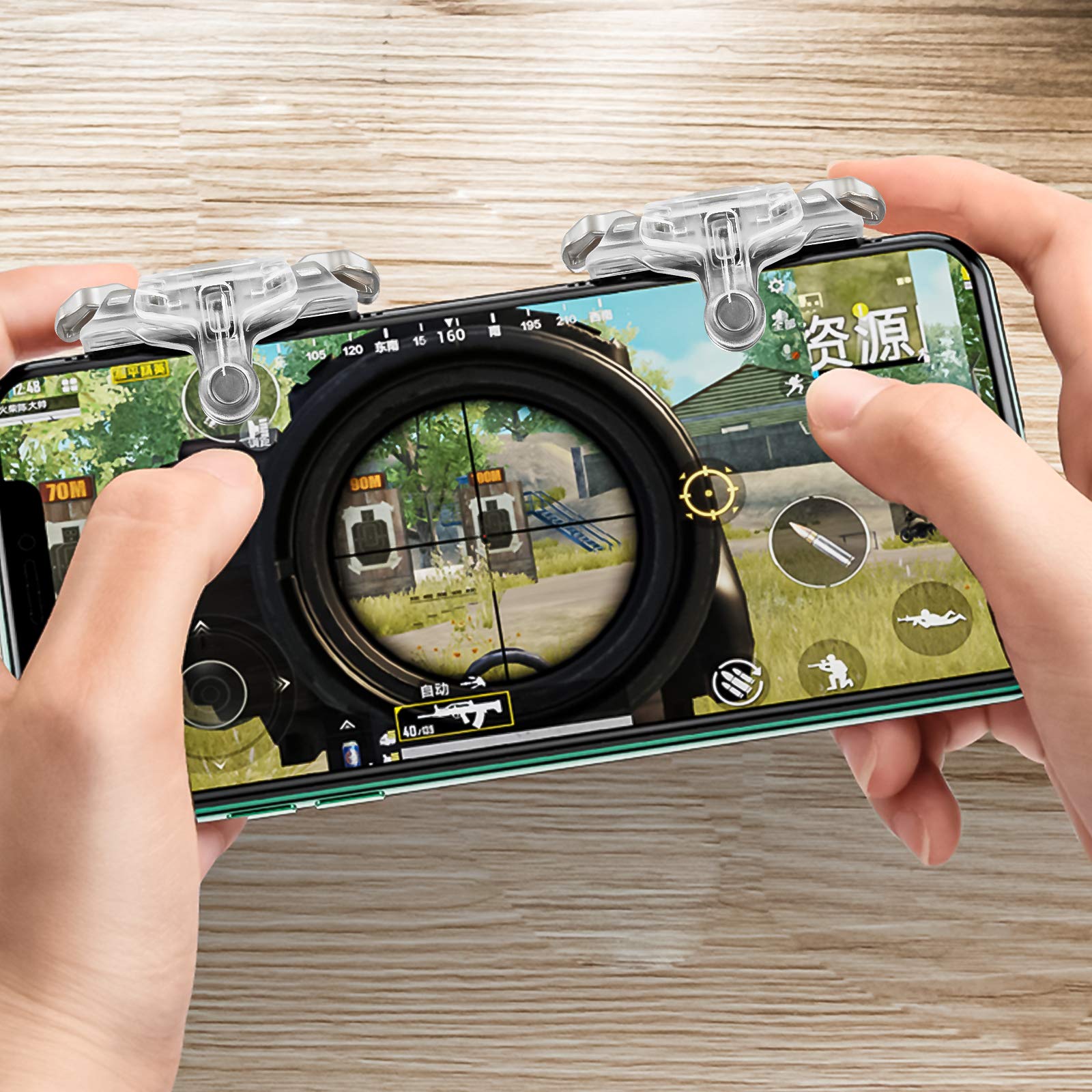 Newseego PUBG Mobile Trigger Controller,Versione Aggiornata PUBG Gaming Mobile Trigger,Pulsanti Chiave per Sparatutto a Fuoco Sensibile Trigger per PUBG/Re Della Gloria per IOS&Android-Trasparente