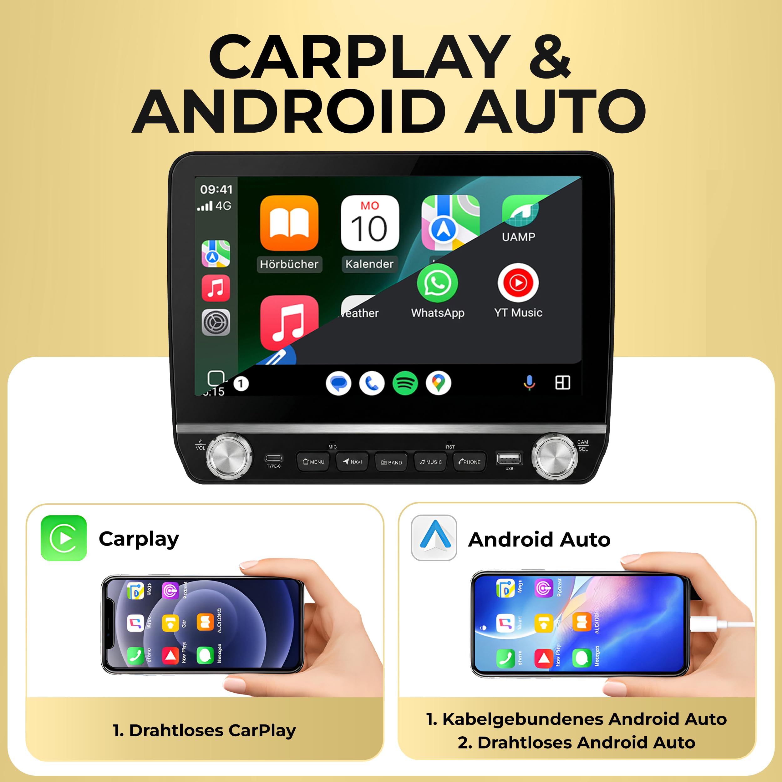 M.I.C.1192-L3 Android 14 Autoradio mit Navigation: MT6769V, 4GB+64GB, 10.1 Zoll QLED Display, SIM, Apple CarPlay & Android Auto, DAB+, GPS–Ersatz für FIAT Ducato Peugeot Boxer Citroen Jumper 2006-2024