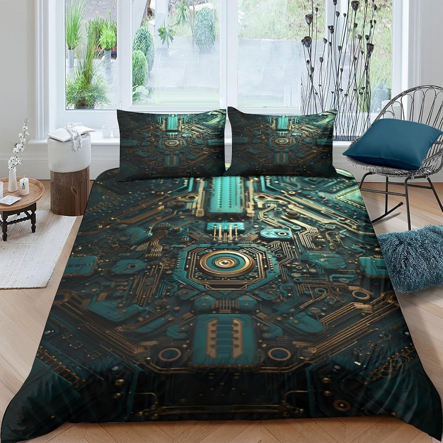 Housse de couette 135x200 cm pour chambre adulte style geek high-tech