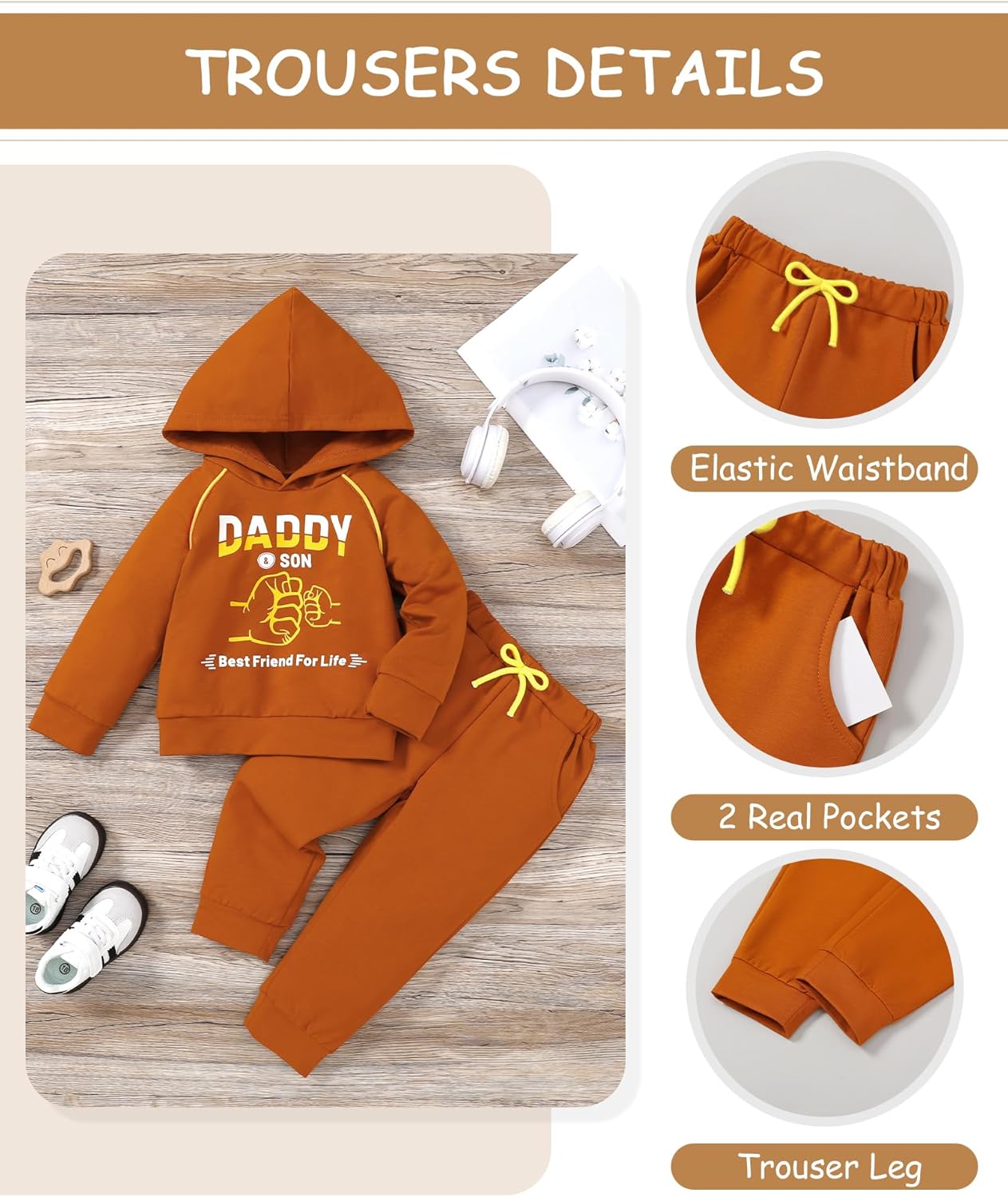Coco&RARA Toddler Boy Clothes Outfits Long Sleeve Hoodie Sweatshirt Pants Set 2PCS Baby Boys Fall Winter Sweatsuit 1-5T - Image 3