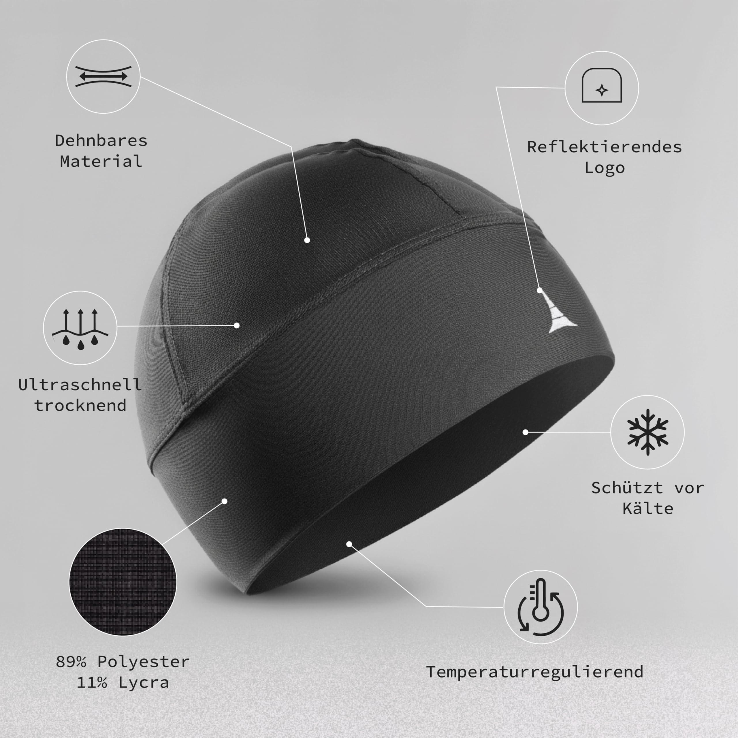 French Fitness Revolution - Schweißabweisende, Atmungsaktive Laufmütze, Helmfutter - Optimale Feuchtigkeitsableitung - Ideal zum Tragen unter einem Helm
