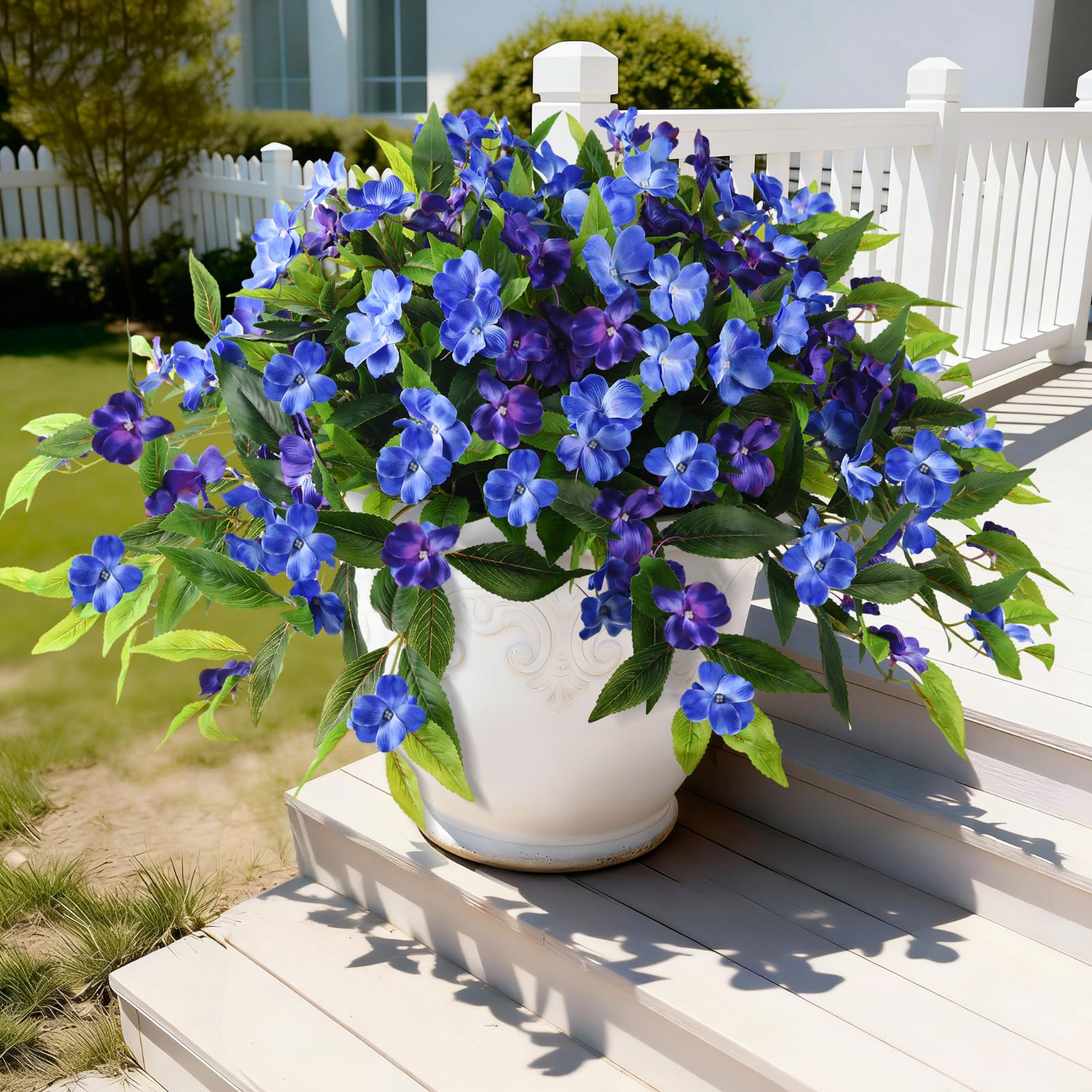 Photo 1 of Hommyea Artificial Flowers for Outdoor, 2 Bundles UV Resistant Fake Plants Decoration Realistic Faux Silk Flowers No Fade Plastic Flowers for Outside Planters Home Porch Patio Yard Garden Decor