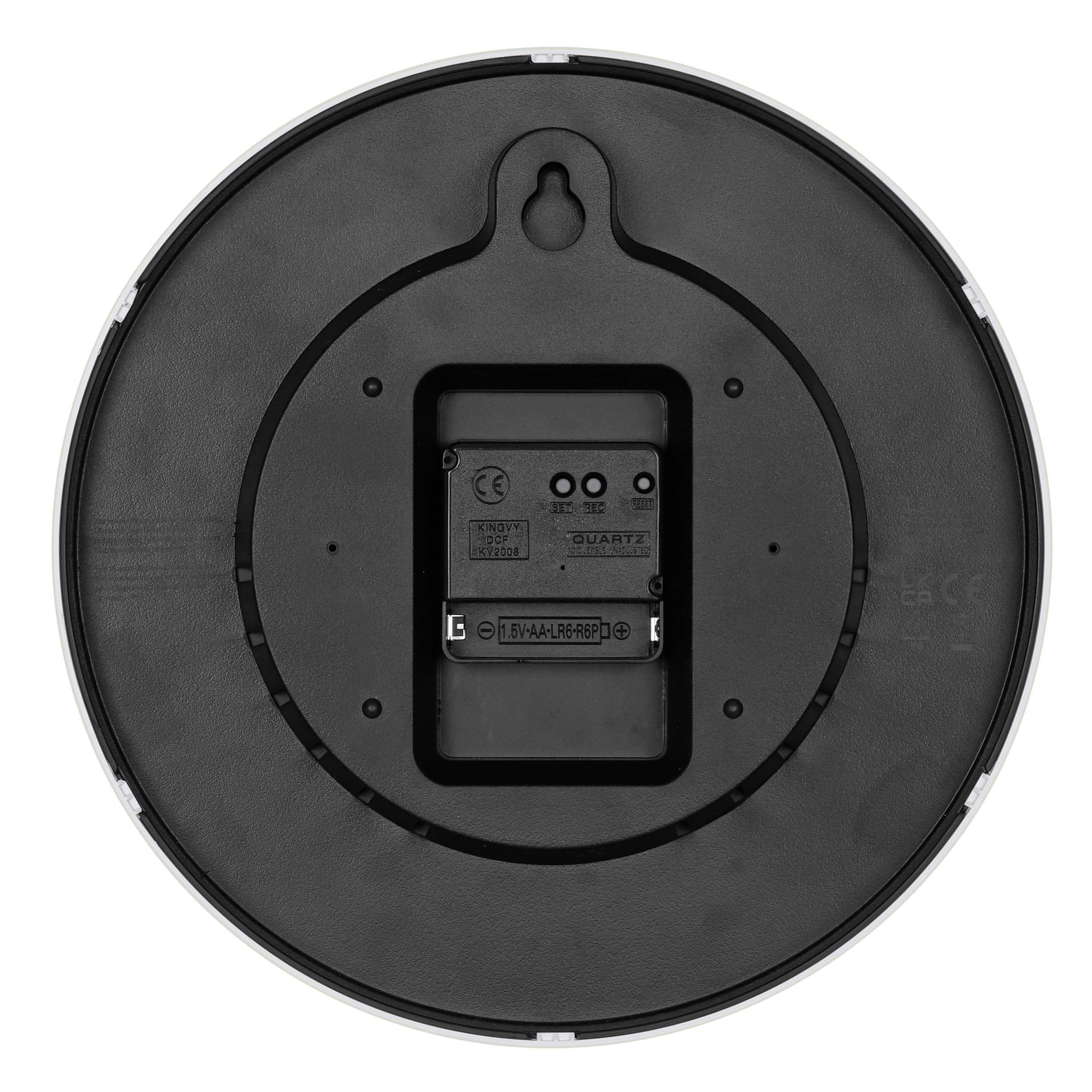 TFA Dostmann Orologio da parete analogico radiocontrollato, nero invertito, alimentato a batteria, 60.3550.20, moderno,radiocontrollato, facilmente leggibile, cifre bianche, orologio da ufficio