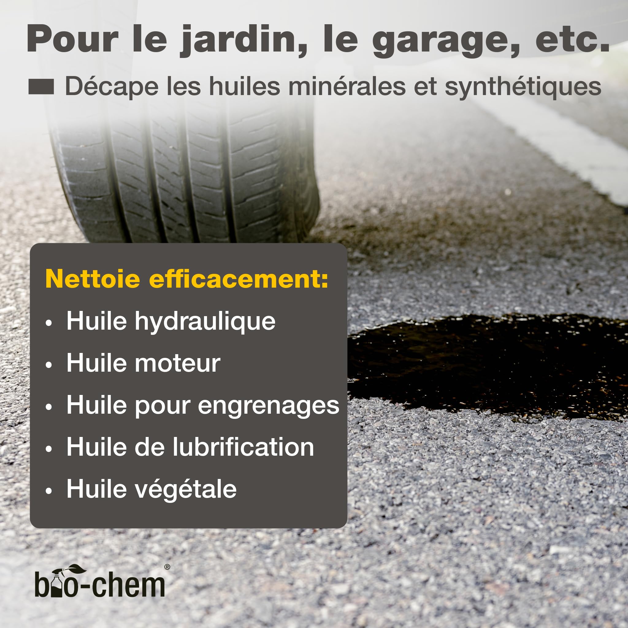 bio-chem Détachant pour taches d'huile 1L pour les pavés et le béton | Détachant concentré biodégradable - Nettoyage sols en pierre et asphalte - Nettoyant voitures, garages et terrasses