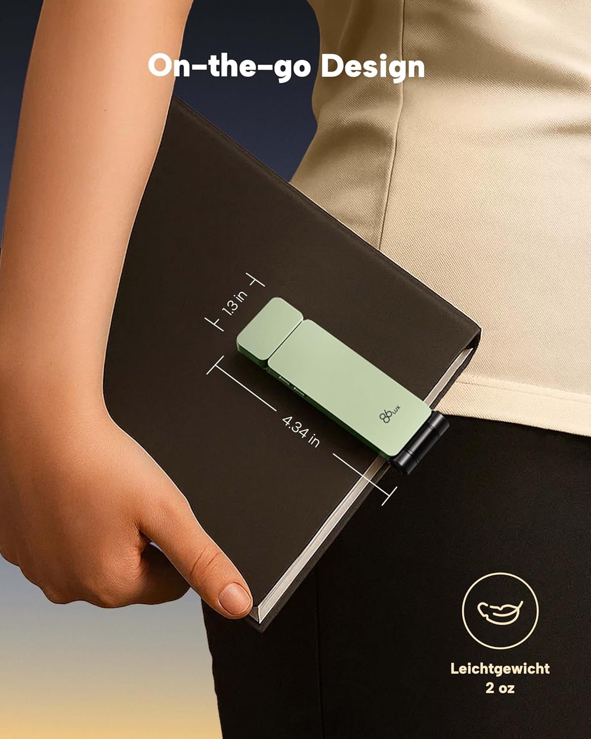 86lux Book Light, Rechargeable Clip-On LED Reading Light for Bed & Night Use - 3 Color Temperatures with Stepless Dimming, Ultralight Bookmark Design for Kids, Book Lovers, Mint Green - Image 6