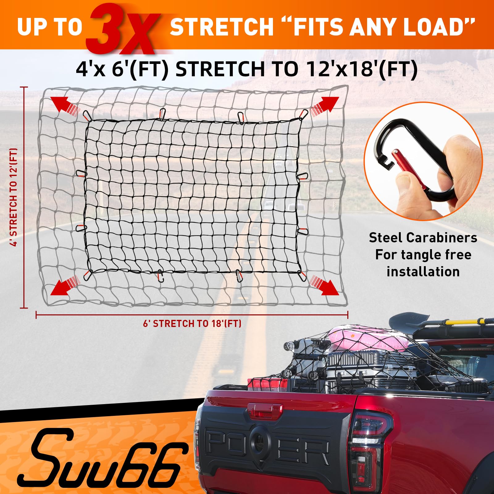 Envelope Style Trunk Mesh Cargo Net For Chevy Silverado Accessories