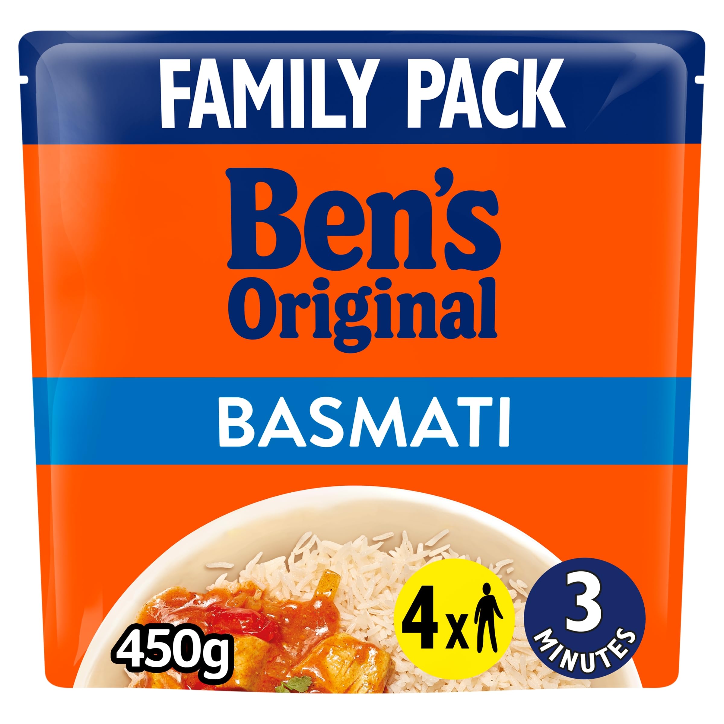 Ben's Original Basmati Microwave Rice Pouch Family Pack 450g