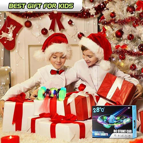 Miniatura 7 de Coche de control remoto, autos de acrobacias RC de 2.4 GHz con faros, luces de rueda, camión de control remoto recargable todoterreno 4WD, juguetes