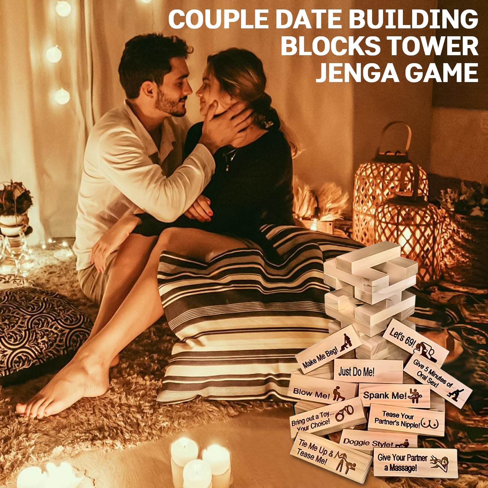 DASIAUTOEM Jeu Tour De Blocs Coquins 48 Pièces - Lust Tower Pour Couples Adultes - Jeu Romantique Et Sensuel