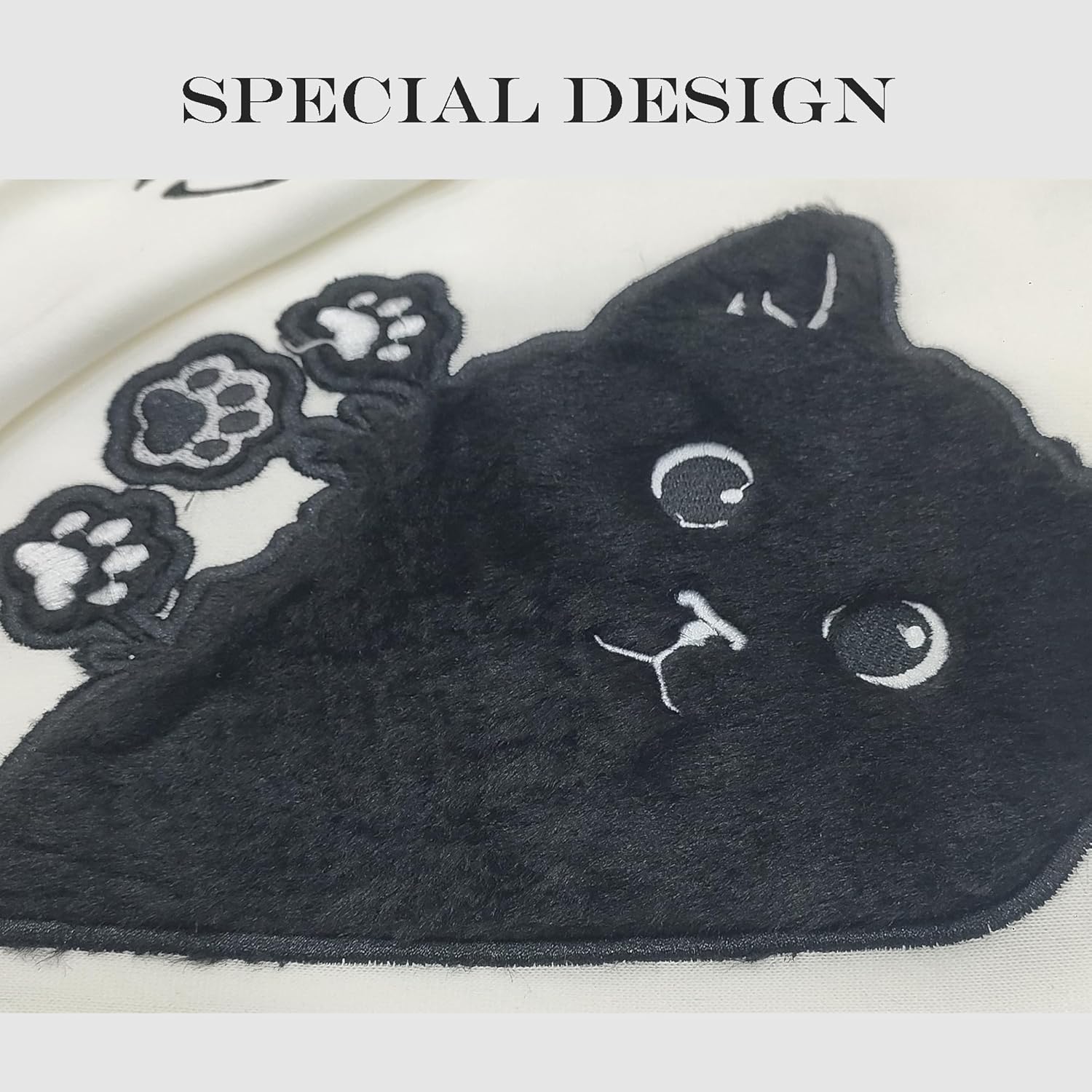 Women Graphic Cat Embroidery Crewneck Sweatshirts Funny Claws Pullover Tops Cat Lovers - Image 5