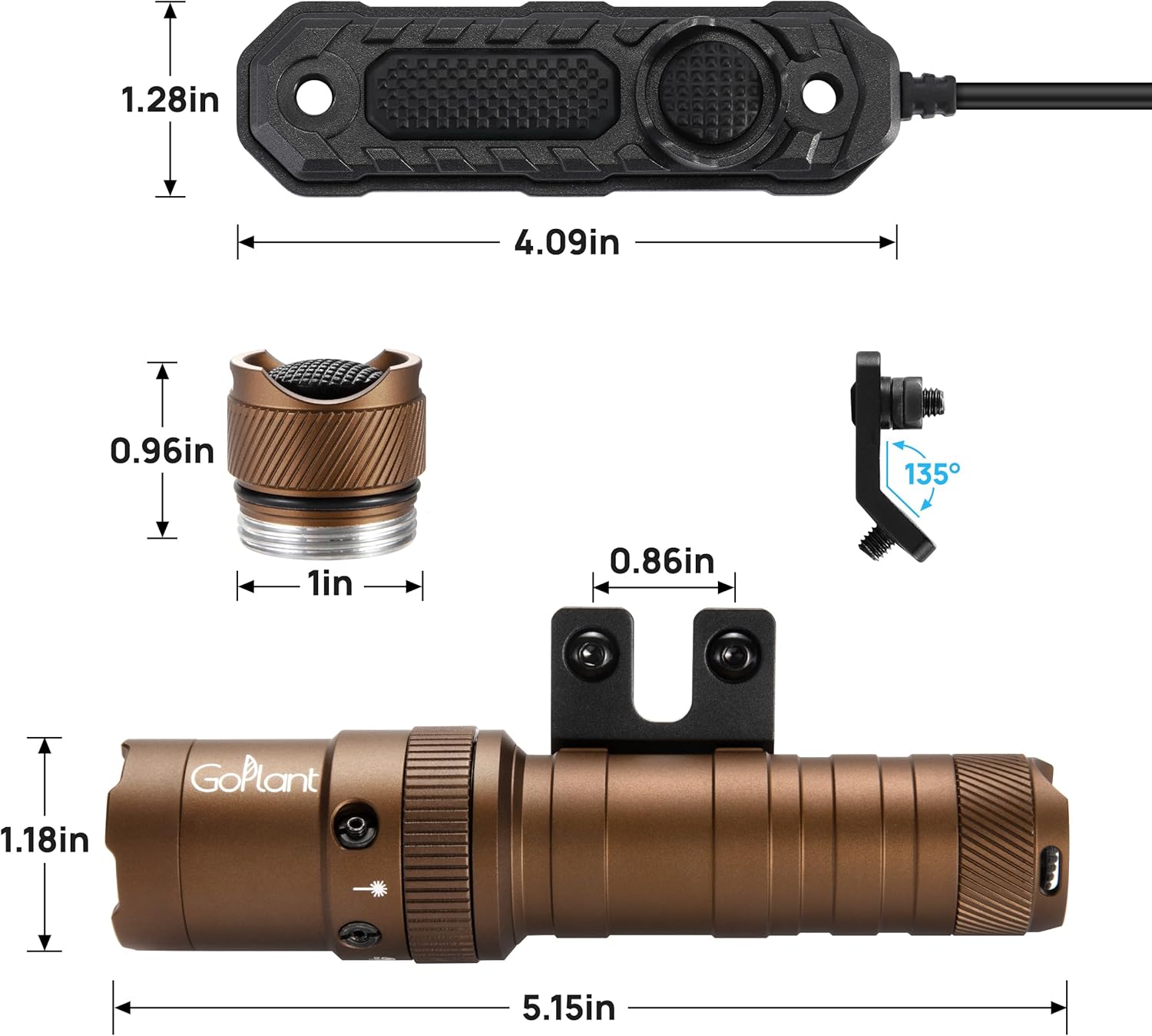 2500 Lumen Tactical Flashlight, Aircraft Aluminum LED Weapon Light, MLOK Laser Light for Rail Mount, Rifle Flashlight with Momentary Strobe Function, Long Gun Light with Remote Switch