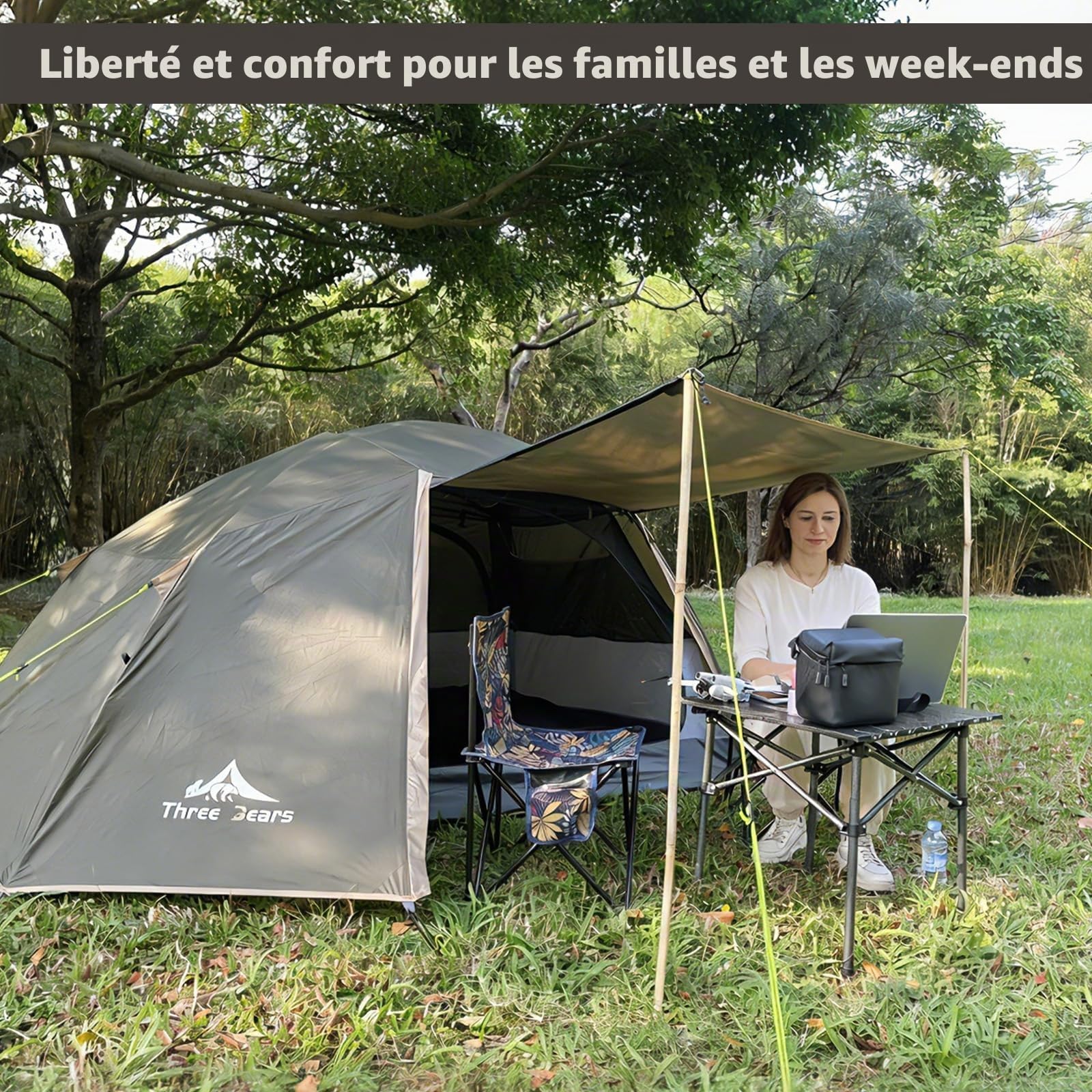 ThreeBears Tente de Camping pour 2 Personnes, imperméable et Coupe-Vent, légère, idéale pour la randonnée, Le Camping, l'alpinisme et Les Voyages - Durable et Facile à Installer