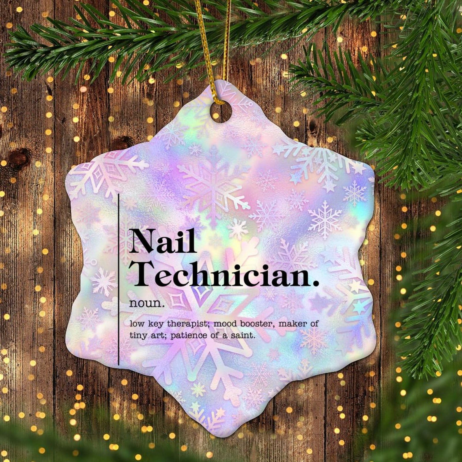 Lmmixee Nail Technician Definition Personalized Christmas Ornament 2023 Nail Technician Word Description Ornament for Christmas Tree Decor Novelty Gifts for Holiday Souvenir Birthday 3 Inch