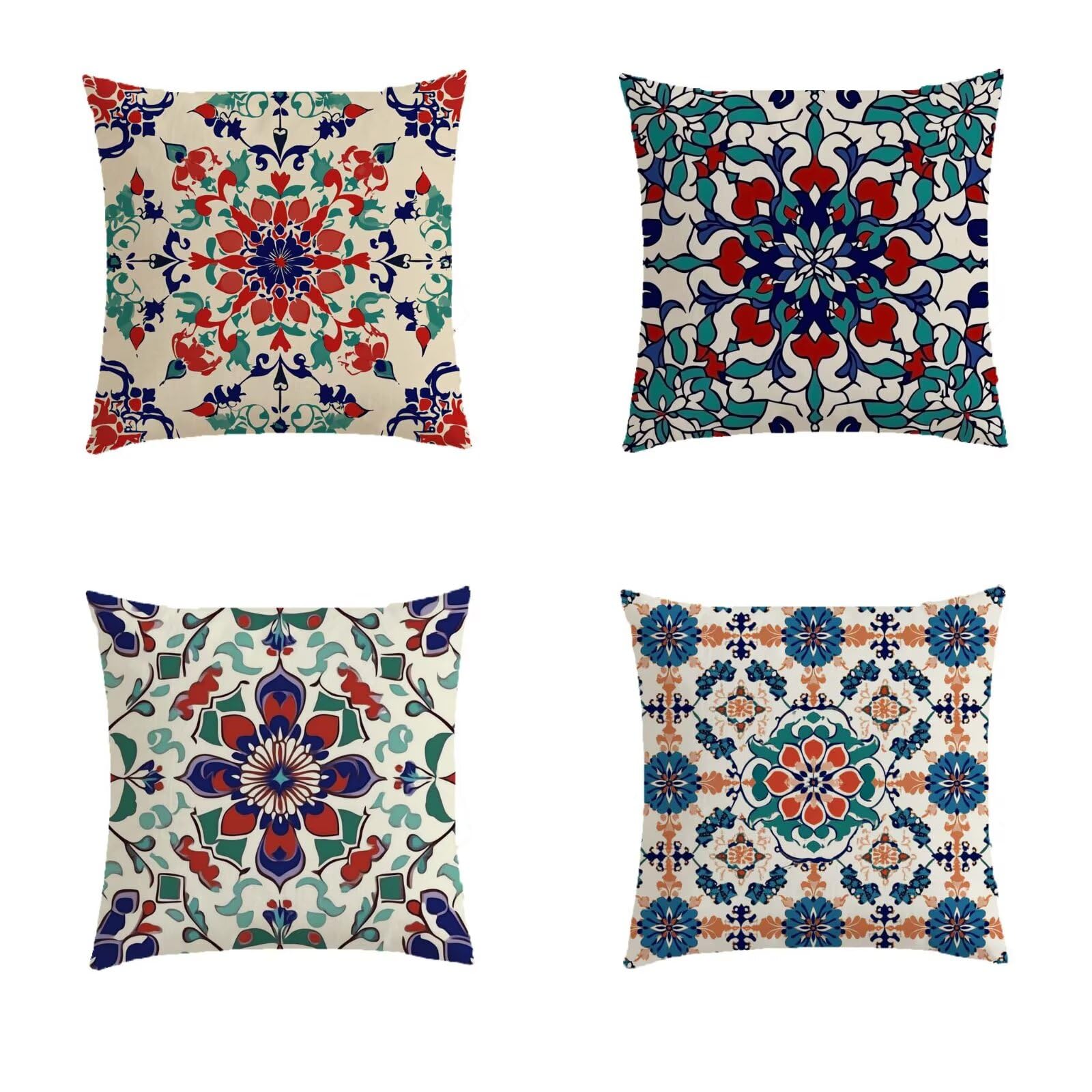 Housse de coussin 45x45cm blanc extérieur lot de 4 taie oreiller lin